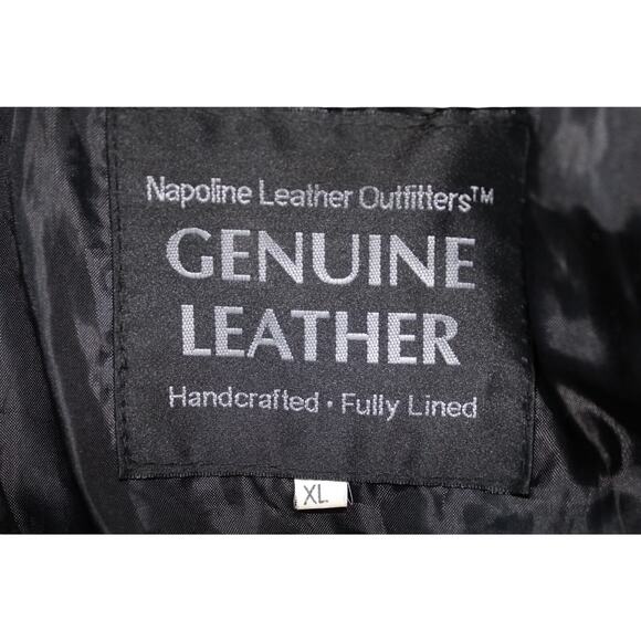 Vintage 90s Napoline Leather Outfitters Bomber Jacket Men’s XL Genuine Leather - Picture 3 of 5